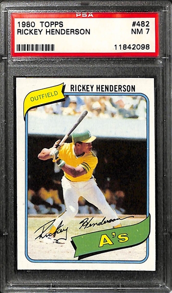 Lot of 3 Rickey Henderson 1980 Topps PSA 7 Graded Rookie Cards
