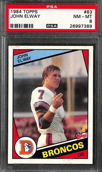 Lot of 3 PSA 8 Graded Rookie Cards - Elway/Marino/Rice