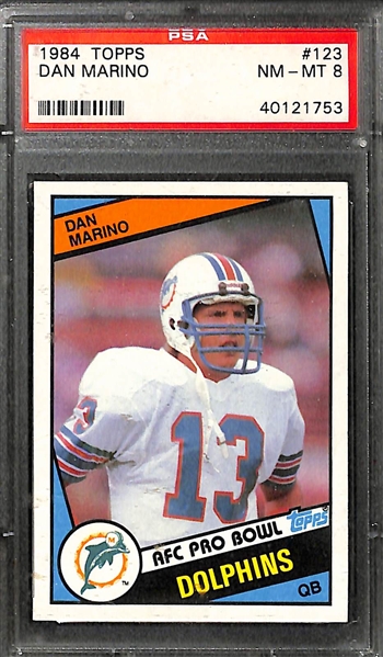 Lot of 3 PSA 8 Graded Rookie Cards - Elway/Marino/Rice