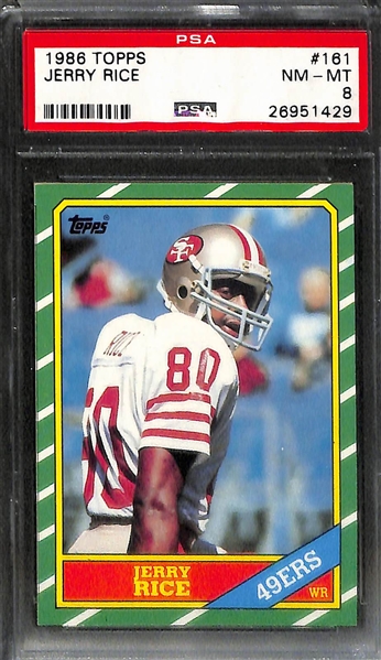 Lot of 3 PSA 8 Graded Rookie Cards - Elway/Marino/Rice