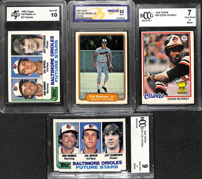 Lot of 4 Cal Ripken Jr & Eddie Murray Graded Rookie Cards