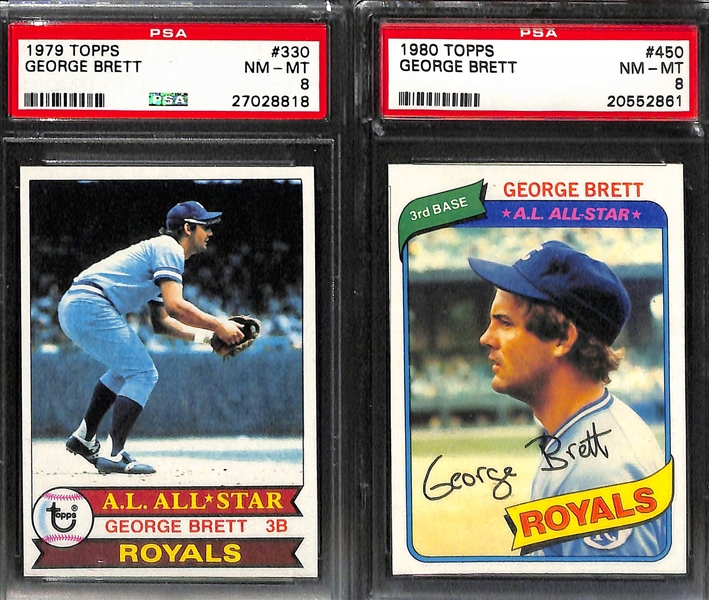 Lot of 7 George Brett PSA 8 Graded Cards 1977-1980