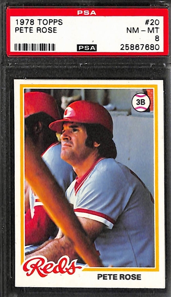 Lot of 4 Pete Rose Graded Cards 1968-1980