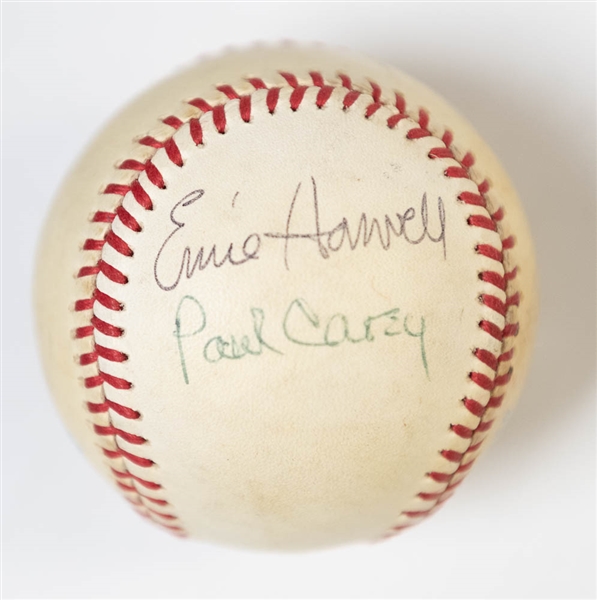 Lot of (4) Dual-Signed Baseballs inc. Ernie Hartwell/Paul Carey; Lasorda/Johnstone; G. Perry/Chambers, Luzinski/Paciorek - JSA Auction Letter