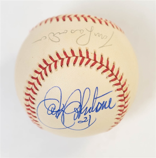 Lot of (4) Dual-Signed Baseballs inc. Ernie Hartwell/Paul Carey; Lasorda/Johnstone; G. Perry/Chambers, Luzinski/Paciorek - JSA Auction Letter