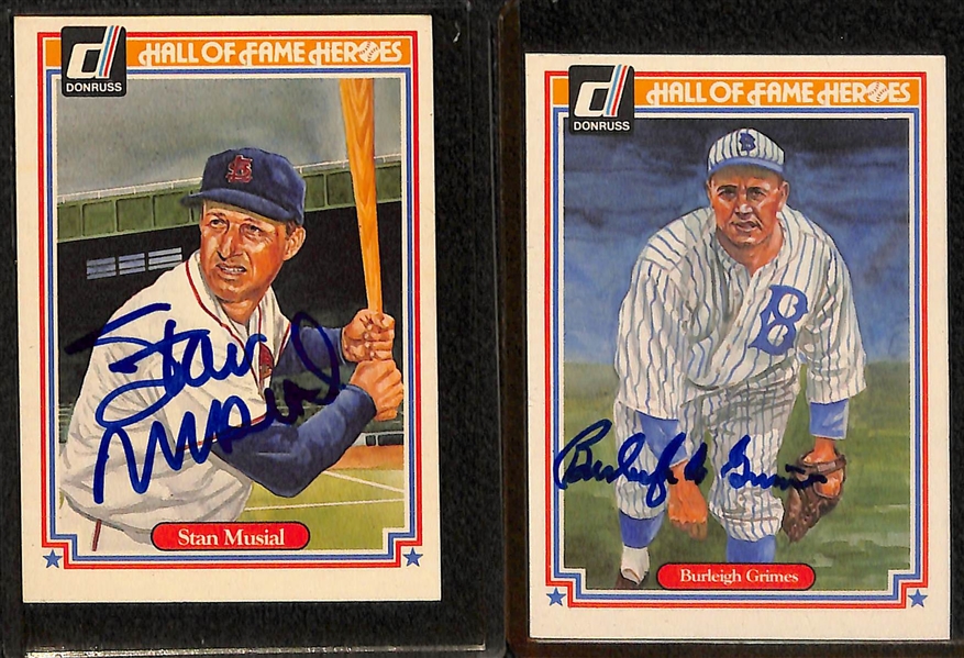 Lot of (11) Signed Donruss Hall of Fame Cards (w/ Snider, Mize, Grimes, Musial, Gehringer, +6 more) - JSA Auction Letter