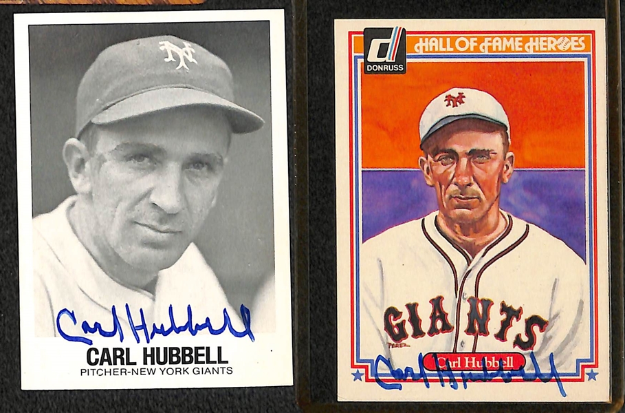 Lot of (12) Signed Hall of Famer Cards w/ Hubbell (2), Dickey, Mathews, Spahn, Snider, Kiner, Slaughter, B. Robinson (2), G. Perry (2) - JSA Auction Letter
