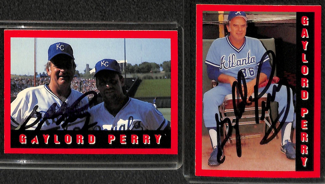 Lot of (12) Signed Hall of Famer Cards w/ Hubbell (2), Dickey, Mathews, Spahn, Snider, Kiner, Slaughter, B. Robinson (2), G. Perry (2) - JSA Auction Letter