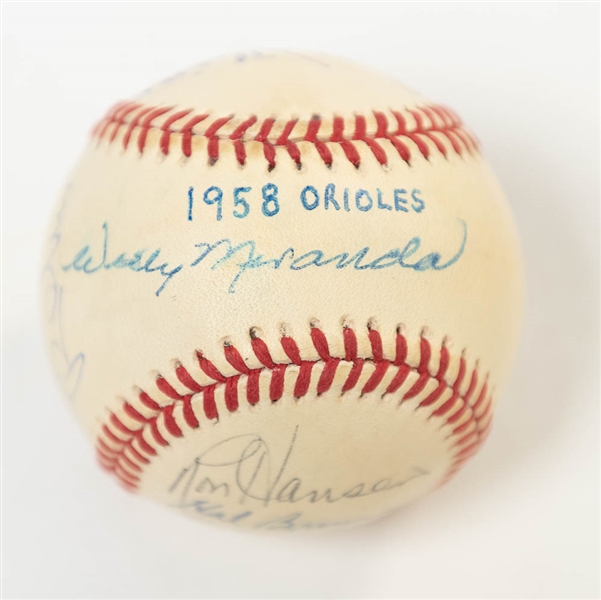 1958 Orioles Team-Signed Baseball w/ (12) Autographs Inc. B. Robinson and D. Williams - JSA Auction Letter