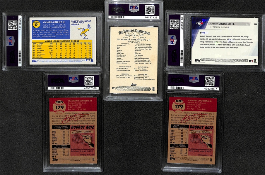 Lot of 5 Vladimir Guerrero Jr PSA 10 Graded Rookie Cards