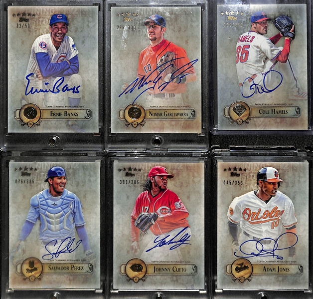 Lot of 6 2013 Topps Five Star Autograph Cards w. Ernie Banks & Nomar Garciaparra