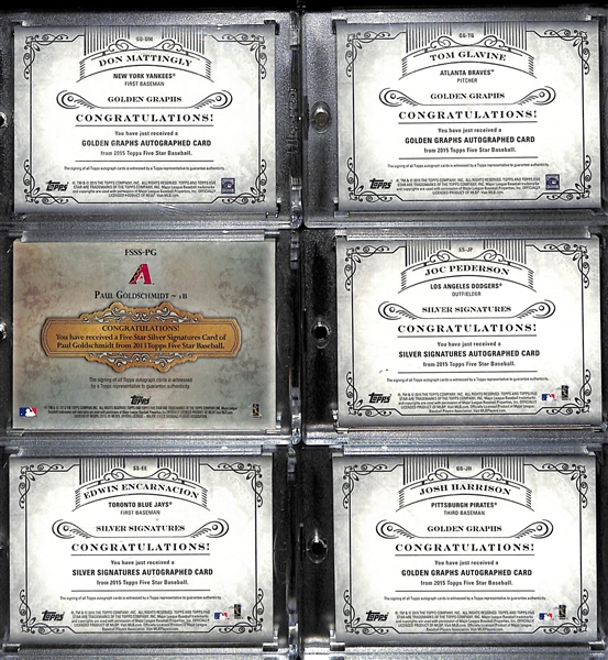 Lot of 6 Topps Five Star Silver & Gold Autograph Card w. Mattingly & Glavine