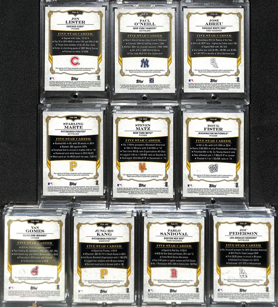 Lot of 10 2015 Topps Five Star Autograph Cards w. Lester & O'Neill