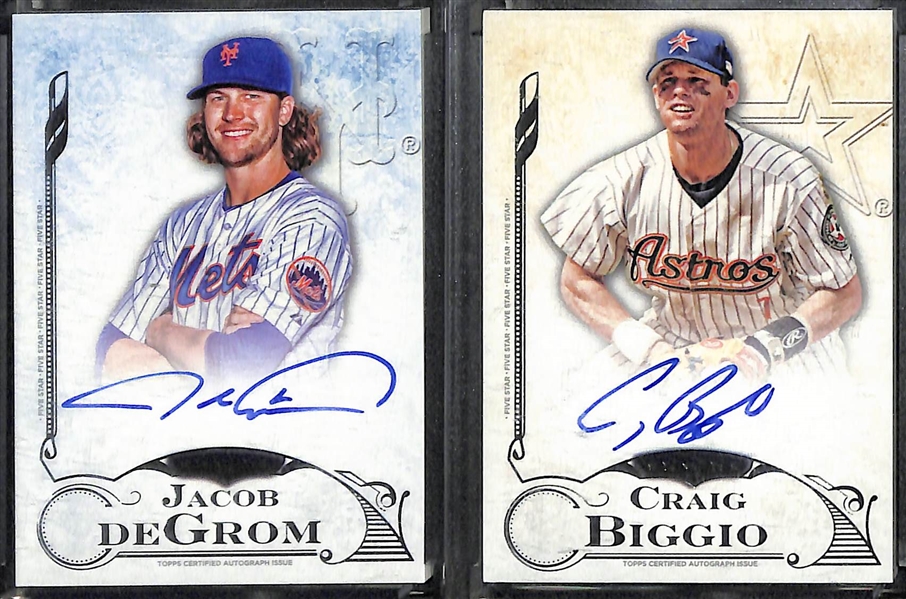 Lot of 10 2015 Topps Five Star Autograph Cards w. DeGrom & Biggio