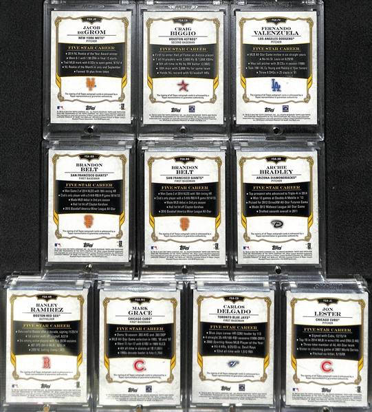 Lot of 10 2015 Topps Five Star Autograph Cards w. DeGrom & Biggio