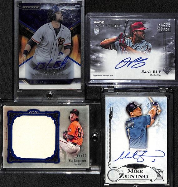 Lot of 12 Baseball Autograph & Relic Cards w. Whit Merrifield & Anthony Rizzo