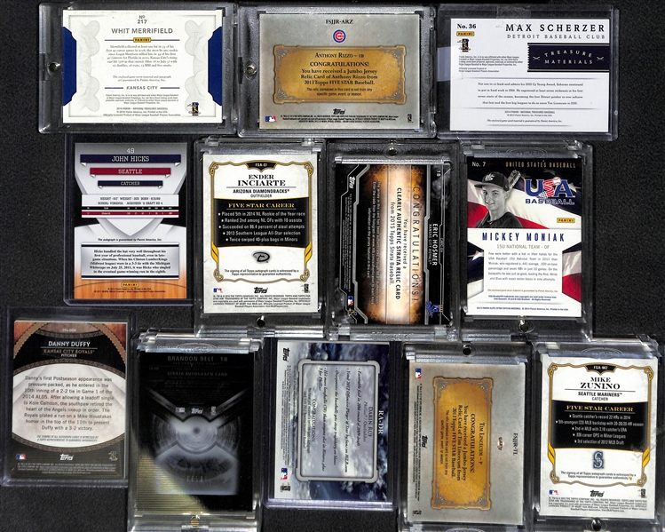 Lot of 12 Baseball Autograph & Relic Cards w. Whit Merrifield & Anthony Rizzo