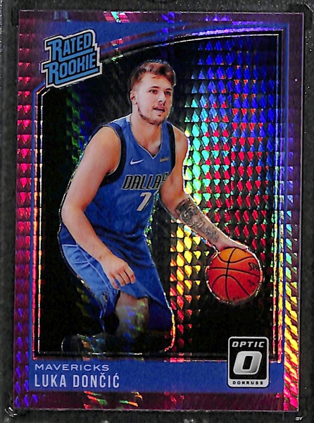 Lot of 10 Luka Doncic Rookie Card w. Donruss Optic Pink Hyper & Shock