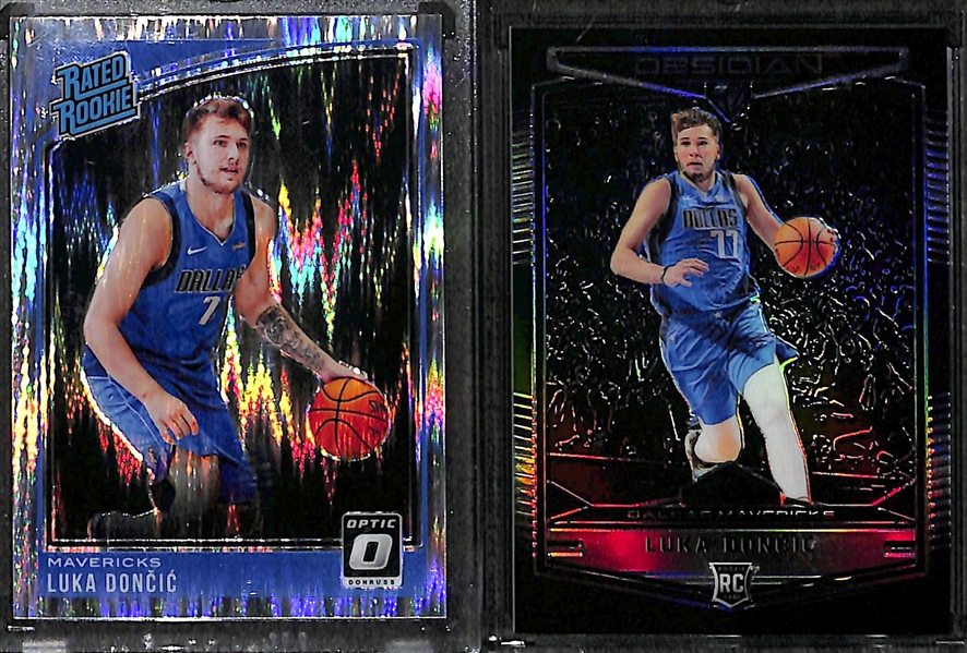 Lot of 10 Luka Doncic Rookie Card w. Donruss Optic Pink Hyper & Shock