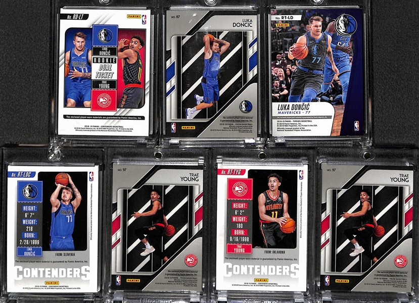 Lot of 7 Luka Doncic & Trae Young Rookie Jersey Cards