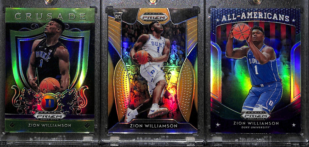 Lot of 3 Zion Williamson Numbered 2019-20 Prizm Draft Refractor Rookie Cards