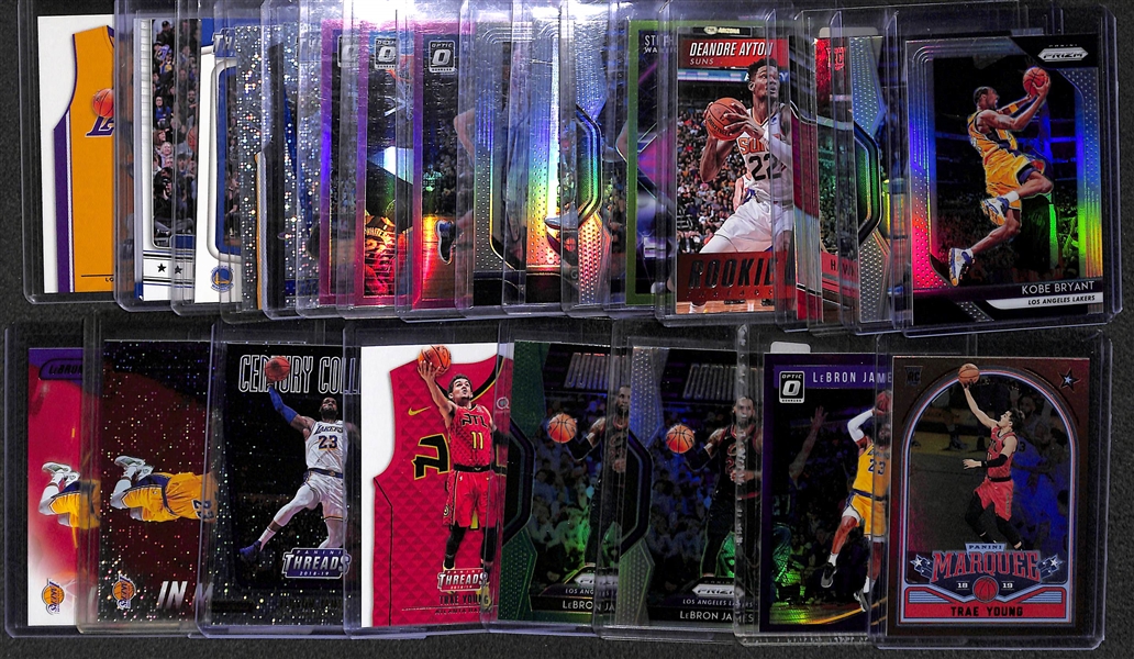 Lot of 27 Basketball Autograph/Relic/Rookie/Refractor Cards w. Trae Young & LeBron James