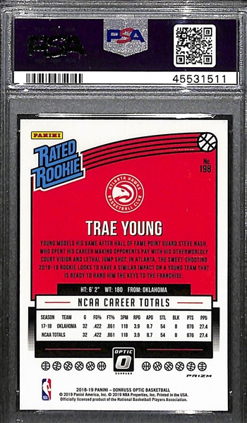 2018-19 Donruss Optic Trae Young Silver Holo Rookie Card PSA 8