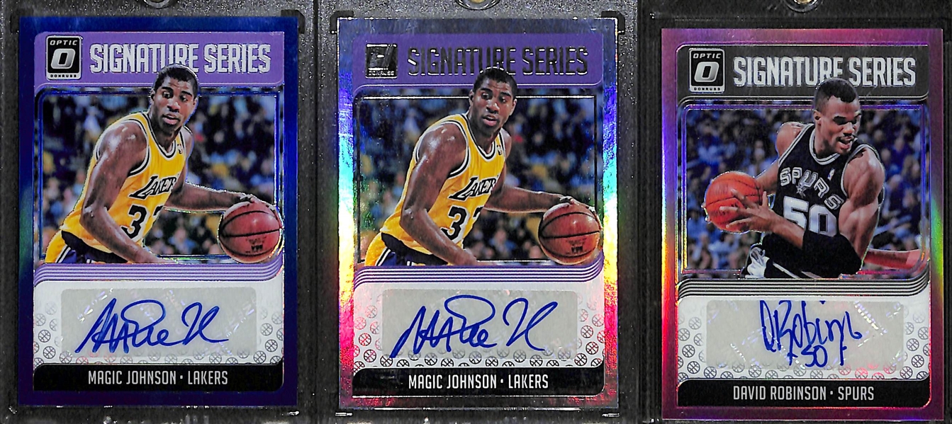Lot of 3 Magic Johnson & David Robinson Autograph Cards