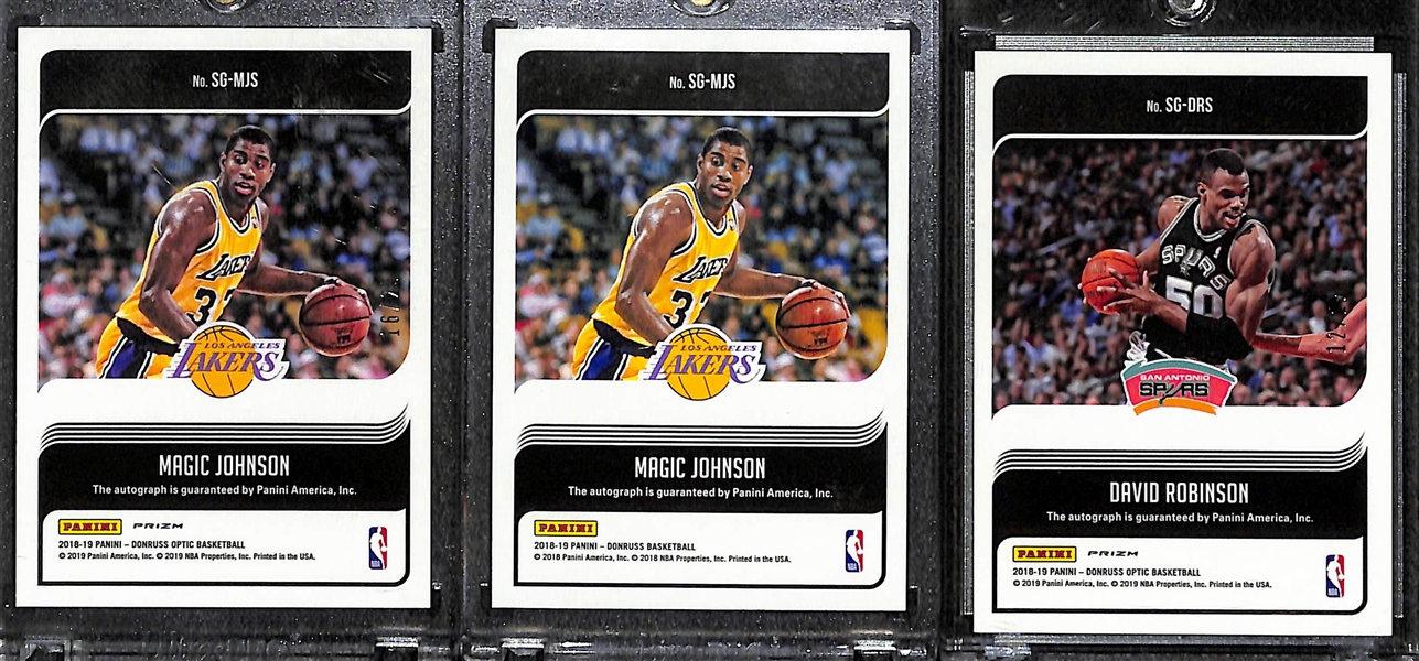 Lot of 3 Magic Johnson & David Robinson Autograph Cards