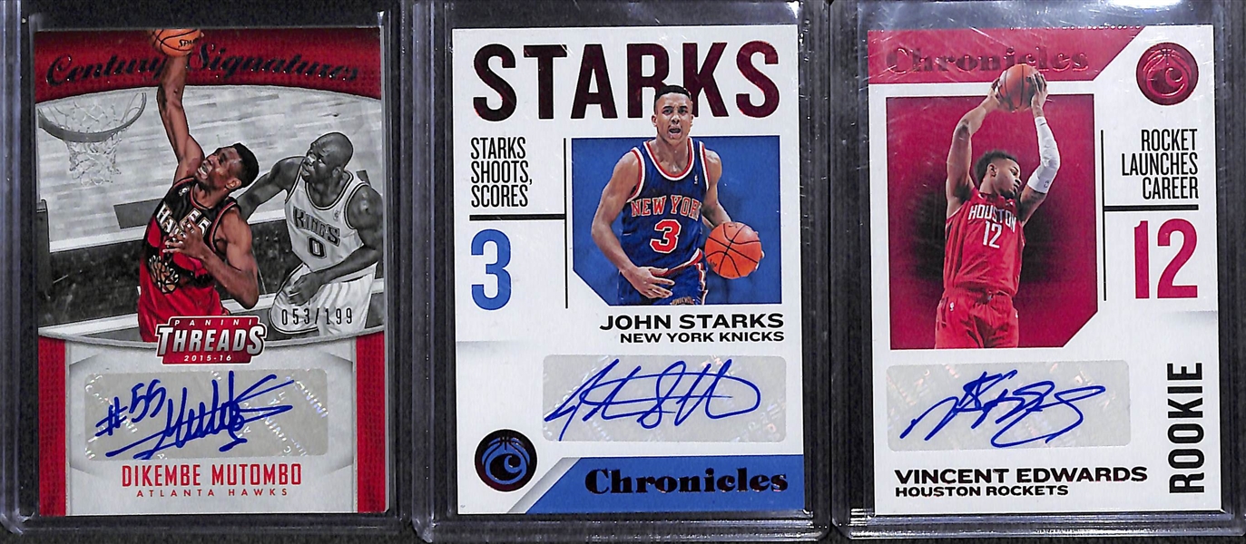 Lot of 12 Basketball Autograph/Relic/Low-Numbered Cards w. Dikembe Mutombo