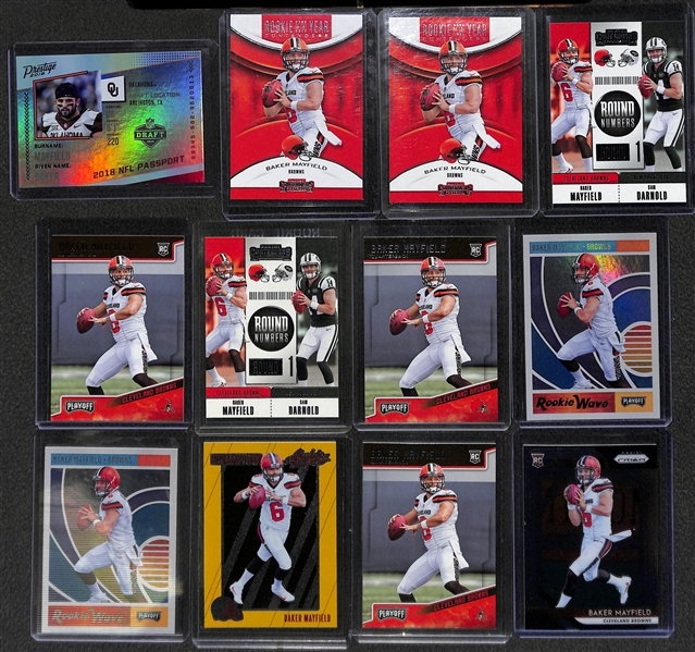 Lot of 19 Baker Mayfield & Sam Darnold Rookie & Jersey Cards