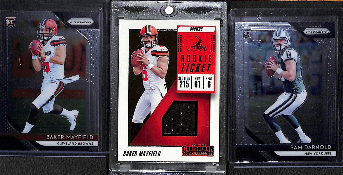 Lot of 19 Baker Mayfield & Sam Darnold Rookie & Jersey Cards