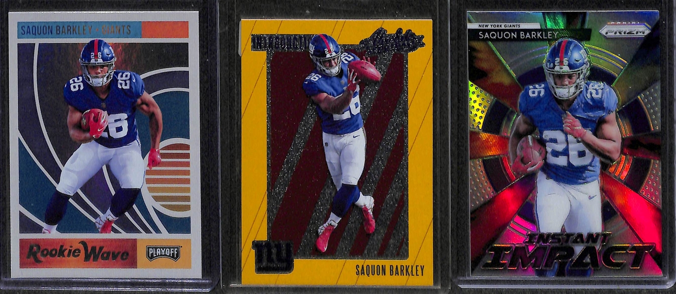 Lot of 24 Football Autograph/Relic/Rookie/Refractor Cards w. Barkley & Mahomes