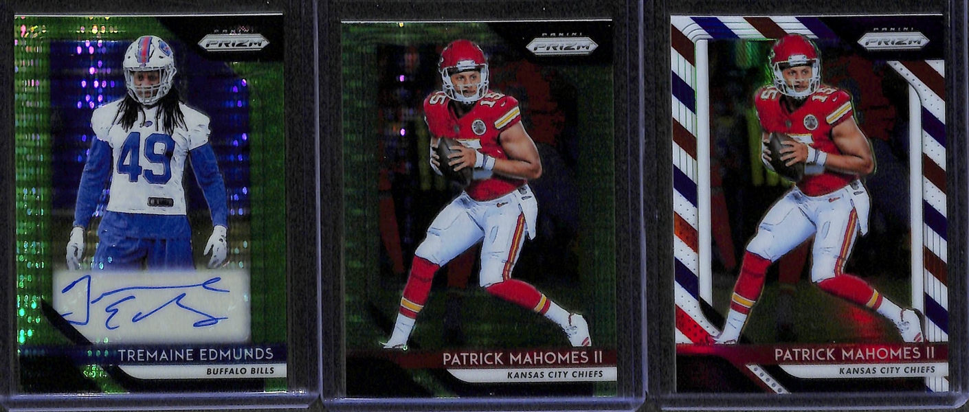 Lot of 24 Football Autograph/Relic/Rookie/Refractor Cards w. Barkley & Mahomes