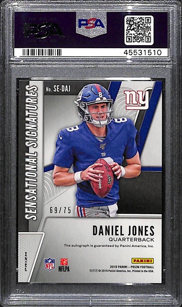 2019 Panini Prizm Daniel Jones 69/75 Green Autograph Rookie Card PSA 10