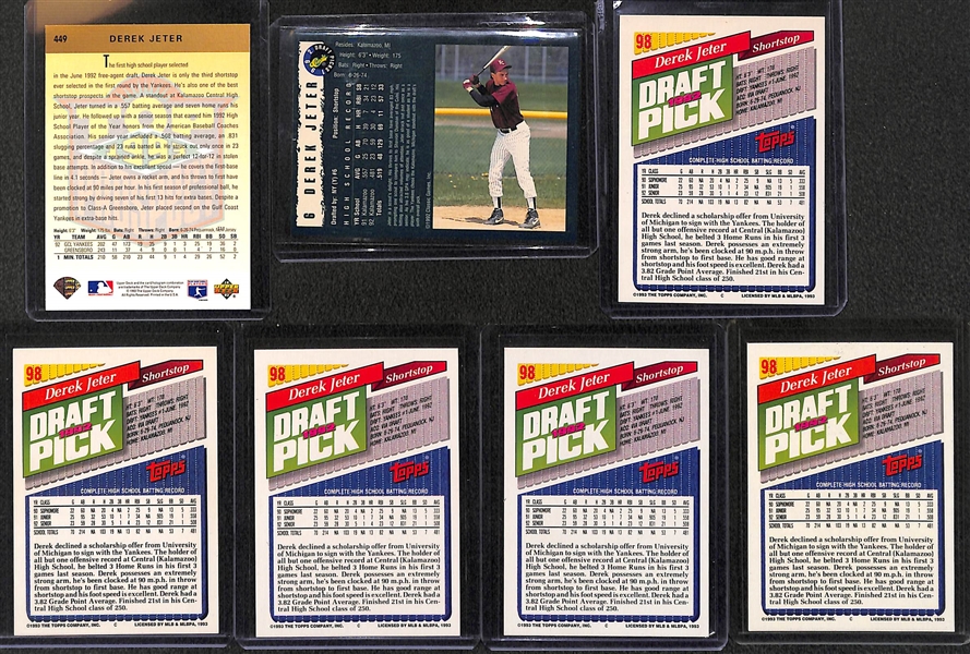 Lot of (7) 1992-1993 Derek Jeter Rookie Cards