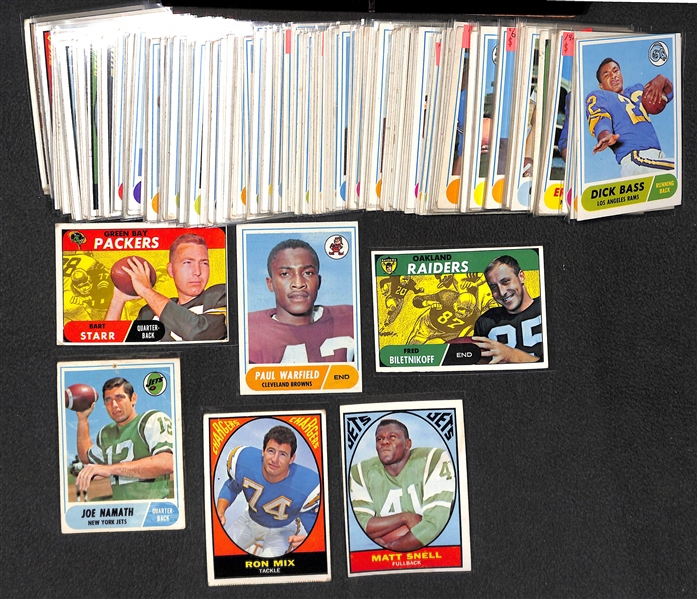Lot of 140 1967-1968 Topps Football Cards w. Bart Starr
