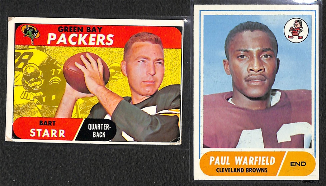 Lot of 140 1967-1968 Topps Football Cards w. Bart Starr