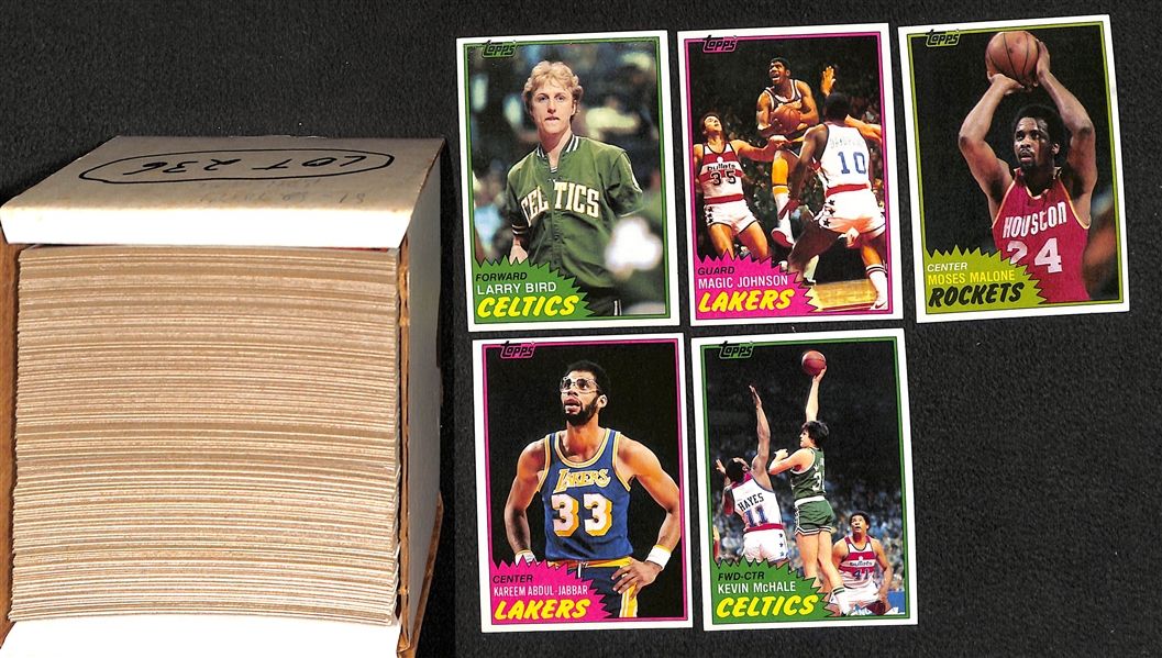 Lot of 200 Assorted 1981-1982 Topps Basketball Cards w. Larry Bird