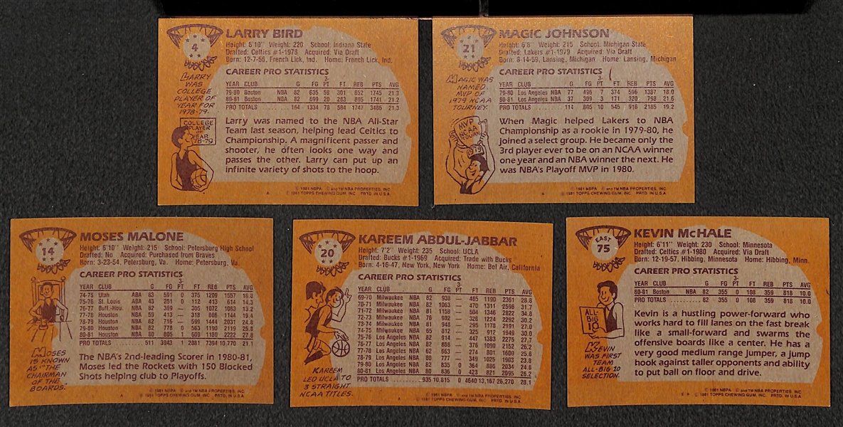Lot of 200 Assorted 1981-1982 Topps Basketball Cards w. Larry Bird