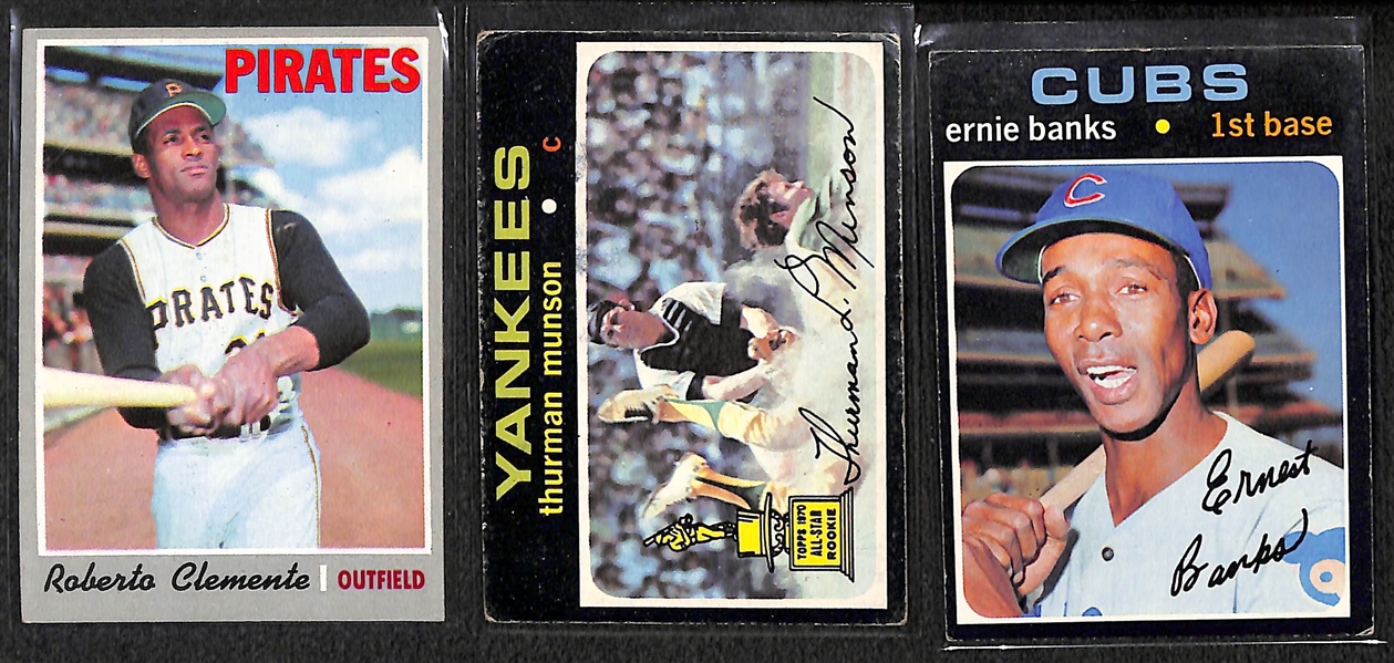 Lot of 100 Topps Vintage Baseball Cards 1954-1975 w. 1970 Roberto Clemente