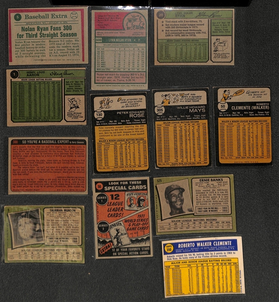 Lot of 100 Topps Vintage Baseball Cards 1954-1975 w. 1970 Roberto Clemente