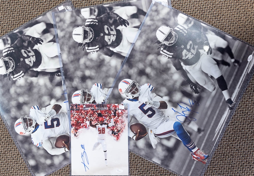 Lot of 4 Football Signed Photos - Tyrod Taylor & Kwon Alexander