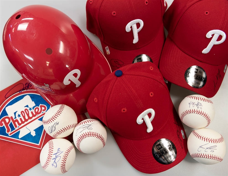 Phillies Autographed Memorabilia Lot w. Cesar Hernandez & Nick Pivetta