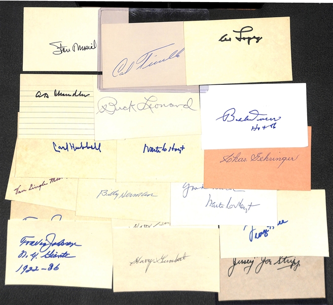 Lot of 17 HOF Baseball Signed Index Cards w. Stan Musial & Carl Furillo - JSA Auction Letter