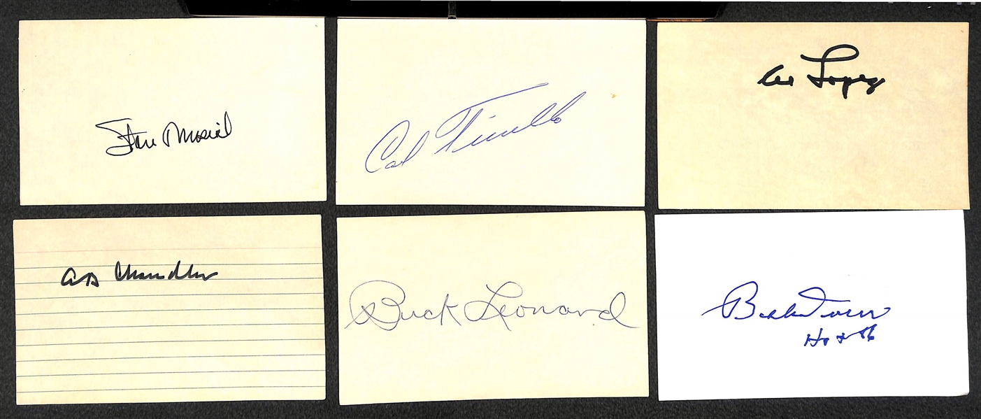 Lot of 17 HOF Baseball Signed Index Cards w. Stan Musial & Carl Furillo - JSA Auction Letter