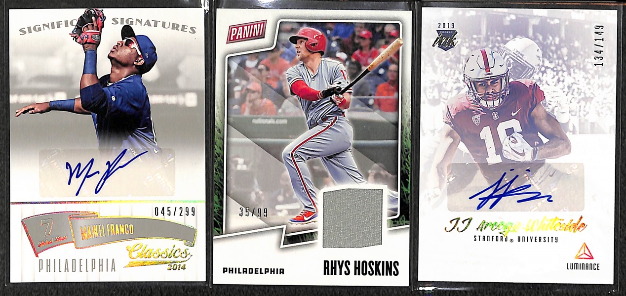 Lot of 400+ Phillies/Eagles/76ers/Flyers Cards w. Autographs & Relics