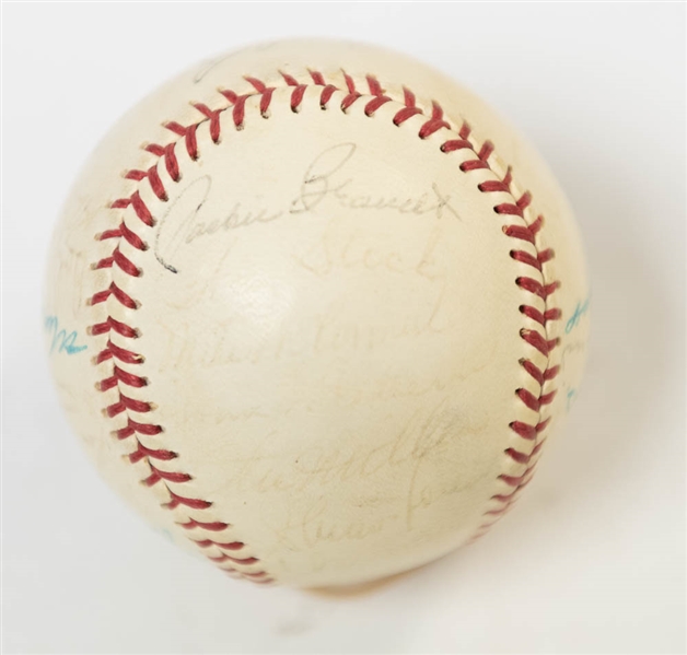 1964 Orioles Team Signed Baseball (32 Signatures) w/ Brooks Robinson, Powell, R. Roberts, Aparicio, and 28 More! - JSA Auction Letter