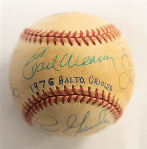1974 Orioles Partial Team Signed Baseball (11 Signatures) w/ Weaver, B. Robinson, Blair, Dempsey, McGregor, and 6 More! - JSA Auction Letter