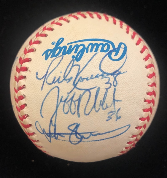 Lot of 4 Orioles 1996-1997 Team Signed & Championship Signed Baseballs - JSA Auction Letter